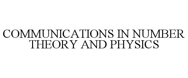 COMMUNICATIONS IN NUMBER THEORY AND PHYSICS