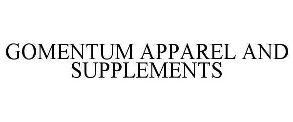Trademark Logo GOMENTUM APPAREL AND SUPPLEMENTS