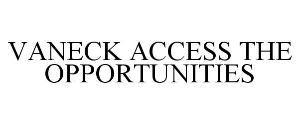 Trademark Logo VANECK ACCESS THE OPPORTUNITIES