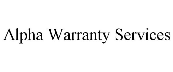 Trademark Logo ALPHA WARRANTY SERVICES