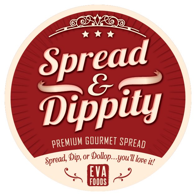 Trademark Logo SPREAD & DIPPITY PREMIUM GOURMET SPREADSPREAD, DIP, OR DOLLOP...YOU'LL LOVE IT! EVA FOODS