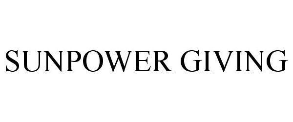 Trademark Logo SUNPOWER GIVING