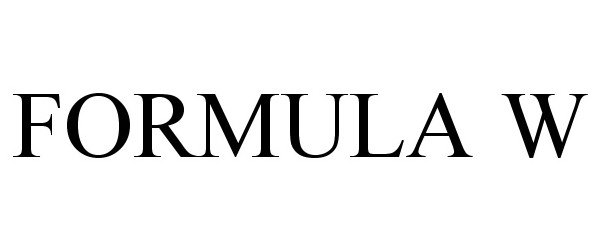 Trademark Logo FORMULA W