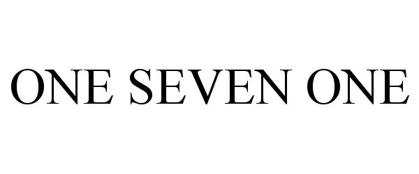 Trademark Logo ONE SEVEN ONE