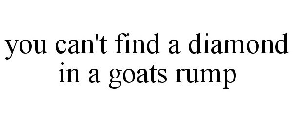  YOU CAN'T FIND A DIAMOND IN A GOATS RUMP