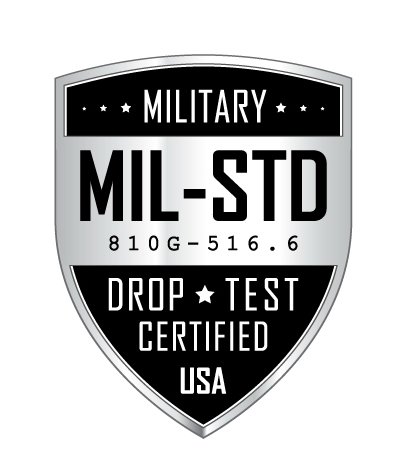 Trademark Logo MILITARY MIL-STD 810G - 516 . 6 DROP TEST CERTIFIED USA