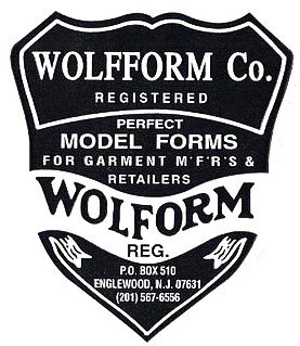  WOLFFORM CO. REGISTERED PERFECT MODEL FORMS FOR GARMENT MÂ·FÂ·RÂ·S &amp; RETAILERS WOLFORM REG. P.O. BOX 510 ENGLEWOOD, N.J. 076