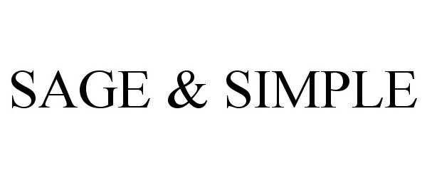 Trademark Logo SAGE & SIMPLE