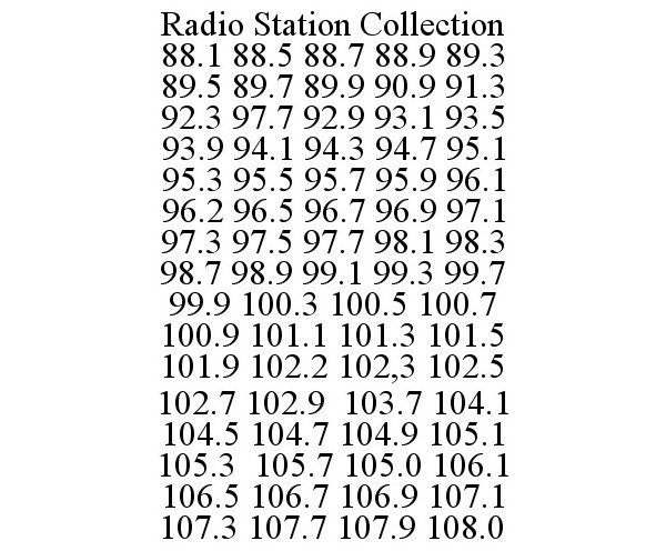  RADIO STATION COLLECTION 88.1 88.5 88.7 88.9 89.3 89.5 89.7 89.9 90.9 91.3 92.3 97.7 92.9 93.1 93.5 93.9 94.1 94.3 94.7 95.1 95.