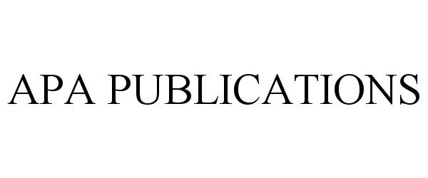 Trademark Logo APA PUBLICATIONS