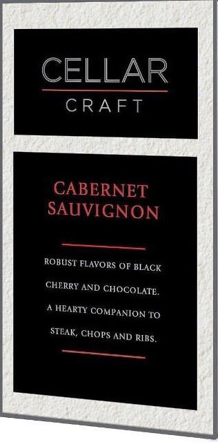 Trademark Logo CELLAR CRAFT CABERNET SAUVIGNON ROBUST FLAVORS OF BLACK CHERRY AND CHOCOLATE. A HEARTY COMPANION TO STEAK, CHOPS AND RIBS.