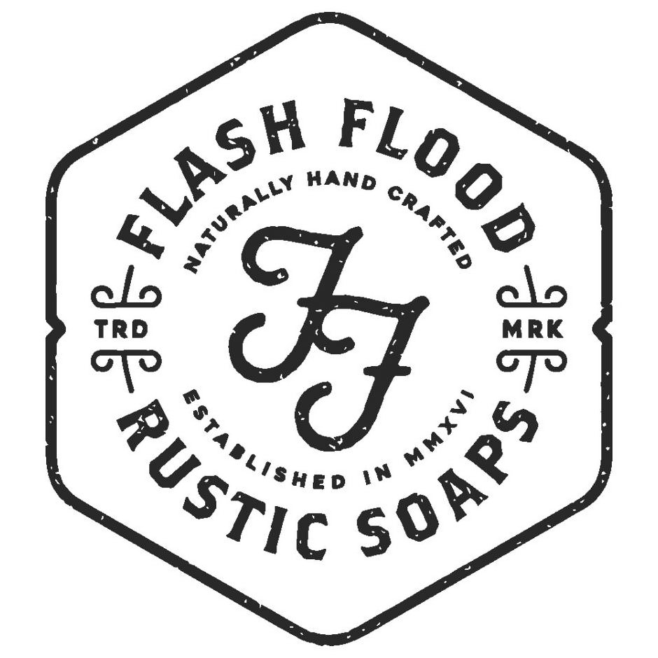 Trademark Logo FF FLASH FLOOD RUSTIC SOAPS NATURALLY HAND CRAFTED ESTABLISHED IN MMXVI TRD MRK