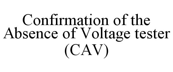  CONFIRMATION OF THE ABSENCE OF VOLTAGE TESTER (CAV)