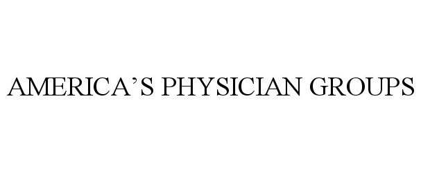  AMERICA'S PHYSICIAN GROUPS