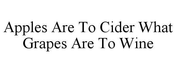 Trademark Logo APPLES ARE TO CIDER WHAT GRAPES ARE TO WINE