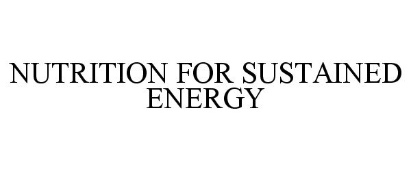  NUTRITION FOR SUSTAINED ENERGY