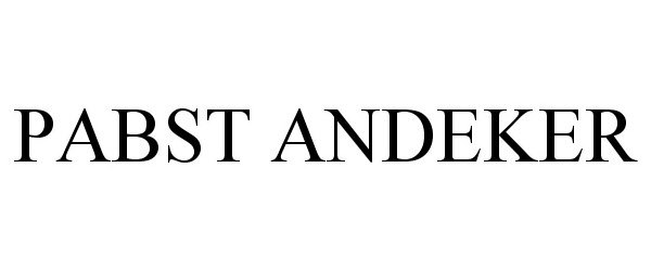 Trademark Logo PABST ANDEKER