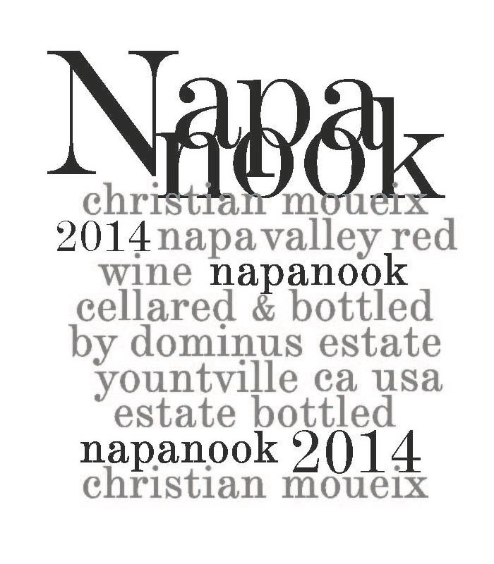 Trademark Logo NAPANOOK CHRISTIAN MOUEIX 2014 NAPA VALLEY RED WINE NAPANOOK CELLARED & BOTTLED BY DOMINUS ESTATE YOUNTVILLE CA USA ESTATE BOTTLED NAPANOOK 2014 CHRISTIAN MOUEIX.