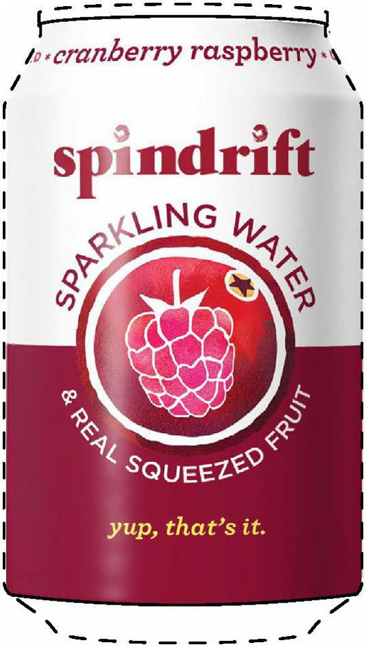  SPINDRIFT CRANBERRY RASPBERRY UNSWEETENED SPARKLING WATER &amp; REAL SQUEEZED FRUIT YUP THAT'S IT