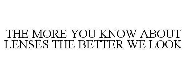  THE MORE YOU KNOW ABOUT LENSES, THE BETTER WE LOOK!