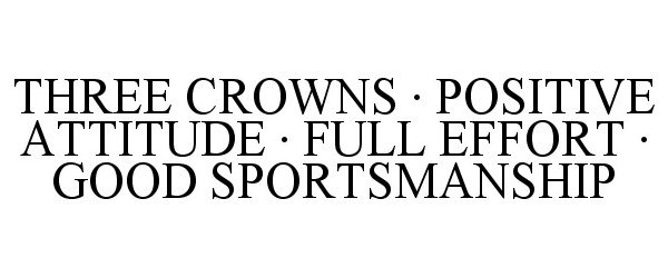 Trademark Logo THREE CROWNS · POSITIVE ATTITUDE · FULLEFFORT · GOOD SPORTSMANSHIP