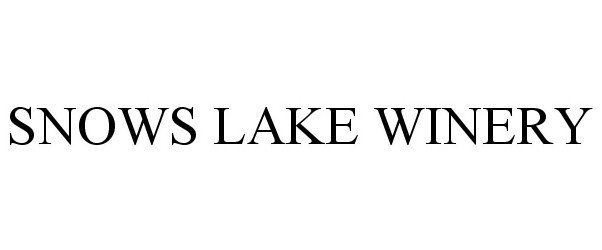 Trademark Logo SNOWS LAKE WINERY
