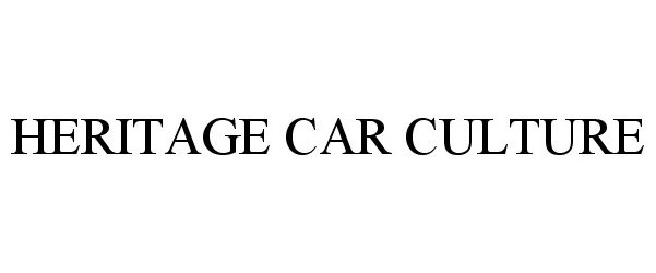 Trademark Logo HERITAGE CAR CULTURE
