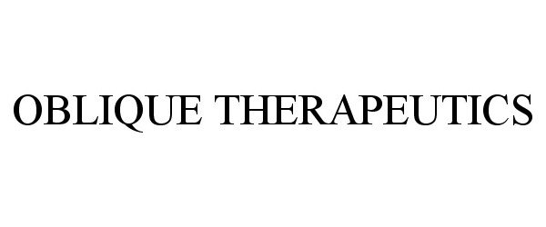  OBLIQUE THERAPEUTICS