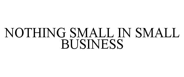  NOTHING SMALL IN SMALL BUSINESS