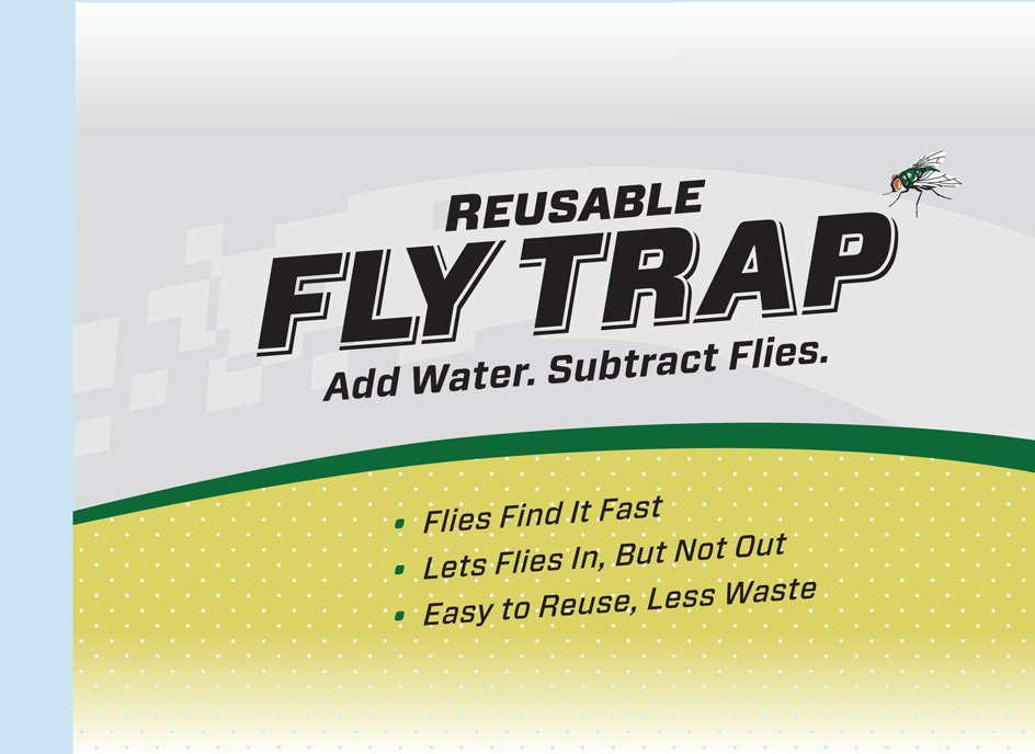 Trademark Logo REUSABLE FLY TRAP ADD WATER. SUBTRACT FLIES. FLIES FIND IT FAST LETS FLIES IN, BUT NOT OUT EASY TO REUSE, LESS WASTE