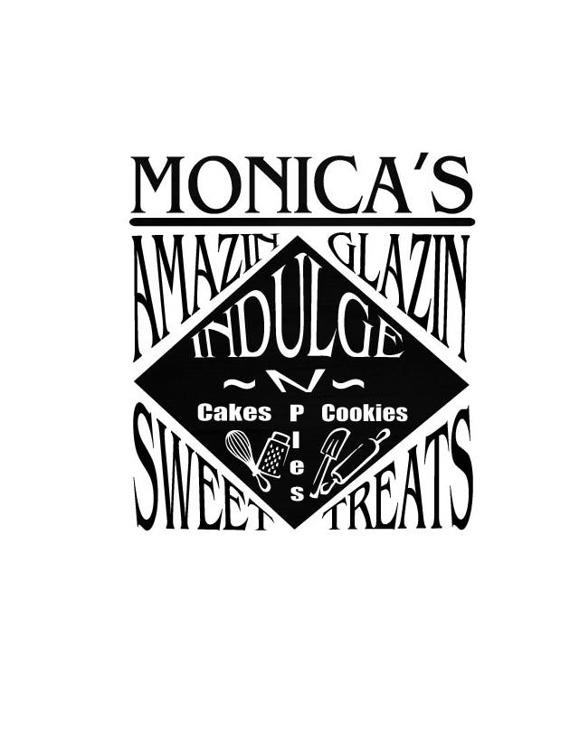 Trademark Logo MONICA'S AMAZIN GLAZIN SWEET TREATS INDULGE ~N~ CAKES PIES COOKIES