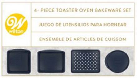 Trademark Logo W WILTON 4 - PIECE TOASTER OVEN BAKEWARE SET JUEGO DE UTENSILIOS PARA HORNEAR ENSEMBLE DE ARTICLES DE CUISSON