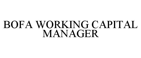  BOFA WORKING CAPITAL MANAGER