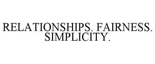 Trademark Logo RELATIONSHIPS. FAIRNESS. SIMPLICITY.