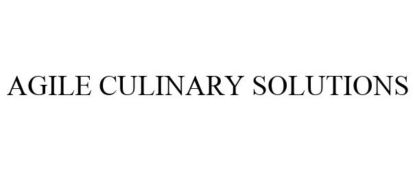  AGILE CULINARY SOLUTIONS