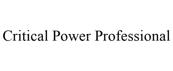  CRITICAL POWER PROFESSIONAL