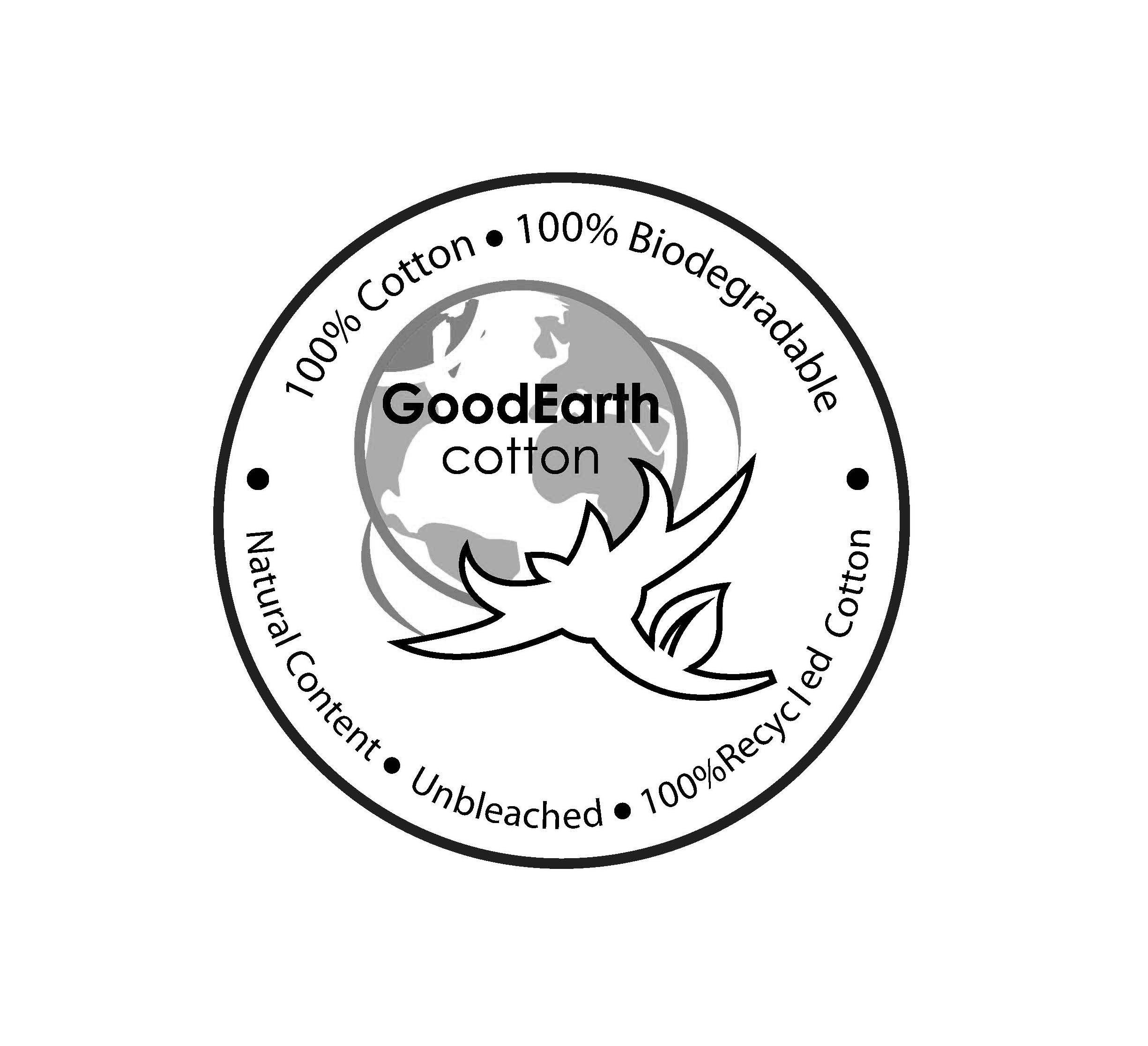  GOODEARTH COTTON · 100% COTTON · 100% BIODEGRADABLE · NATURAL CONTENT · UNBLEACHED · 100% RECYCLED COTTON