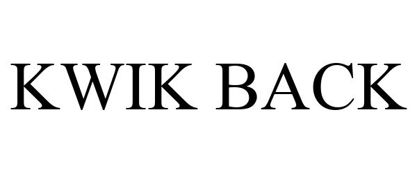 Trademark Logo KWIK BACK
