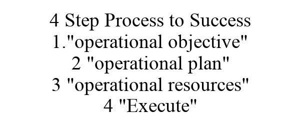 Trademark Logo 4 STEP PROCESS TO SUCCESS 1."OPERATIONAL OBJECTIVE" 2 "OPERATIONAL PLAN" 3 "OPERATIONAL RESOURCES" 4 "EXECUTE"