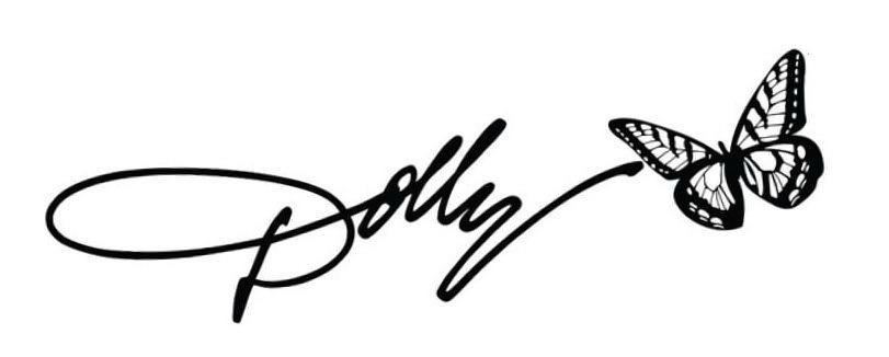  DOLLY IN SCRIPT FORM WITH A BUTTERFLY NEXT TO IT