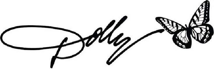 THE WORD "DOLLY" IN SCRIPT FORM WITH A BUTTERFLY NEXT TO IT