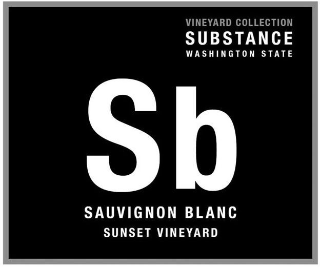  SB SAUVIGNON BLANC SUNSET VINEYARD VINEYARD COLLECTION SUBSTANCE WASHINGTON STATE