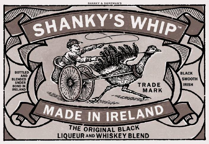  SHANKY'S WHIP MADE IN IRELAND BOTTLED AND BLENDED UNDER BOND IN IRELAND BLACK SMOOTH IRISH THE ORIGINAL BLACK LIQUEUR AND WHISKEY BLEND SHANKY &amp; SHIREMAN'S