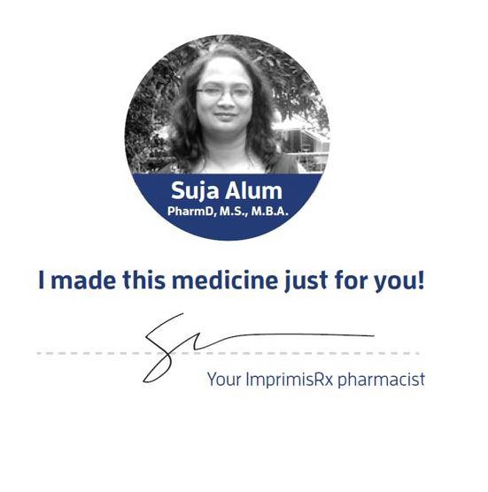 Trademark Logo SUJA ALUM PHARMD, M.S., M.B.A. I MADE THIS MEDICINE JUST FOR YOU! YOUR IMPRIMISRX PHARMACIST