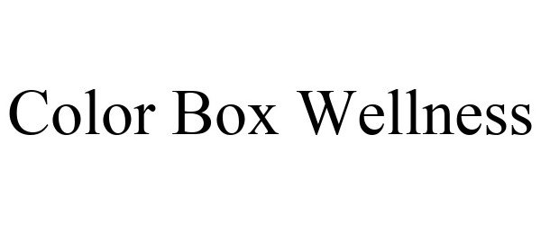 Trademark Logo COLOR BOX WELLNESS