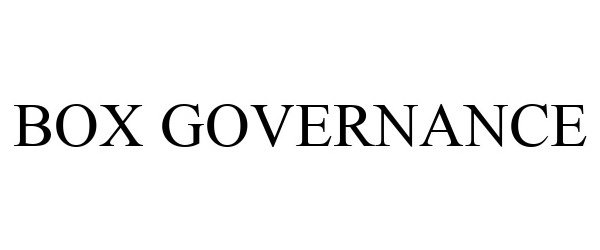 Trademark Logo BOX GOVERNANCE