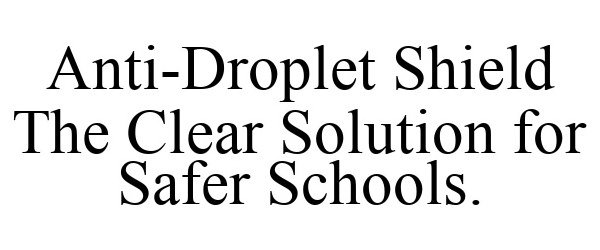  ANTI-DROPLET SHIELD THE CLEAR SOLUTION FOR SAFER SCHOOLS.