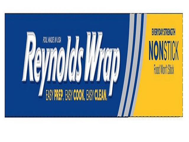  FOIL MADE IN USA REYNOLDS WRAP EASY PREP. EASY COOK. EASY CLEAN. EVERYDAY STRENGTH NONSTICK FOOD WON'T STICK