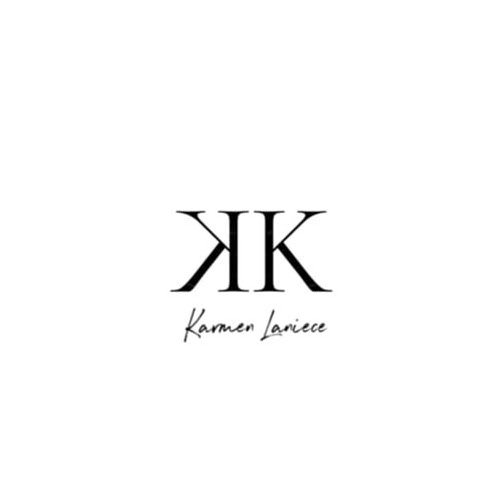 Trademark Logo DOUBLE K LETTERS MIRRORED THAT STANDS FOR "KURATED BY KARMEN" WITH "KARMEN LANIECE" SIGNATURE UNDERNEATH