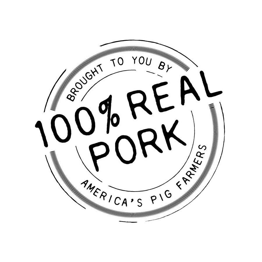 Trademark Logo 100% REAL PORK BROUGHT TO YOU BY AMERICA'S PIG FARMERS